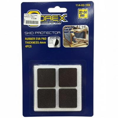 Orex 4PC FELT MATERIAL Skid Protector Pads 32MM X 34MM BLACK